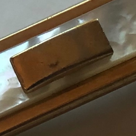 Vintage Anson white abalone and gold coloured metal tie clip- used - Picture 3 of 5